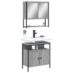 Set Mobili da Bagno 2 pz Grigio Sonoma in Legno Multistrato