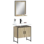 Set Mobili da Bagno 2 pz Rovere Sonoma in Legno Multistrato