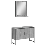 Set Mobili da Bagno 2 pz Grigio Sonoma in Legno Multistrato