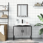 Set Mobili da Bagno 2 pz Grigio Sonoma in Legno Multistrato