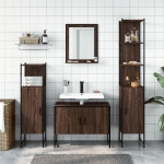 Set Mobili da Bagno 4 pz Rovere Marrone in Legno Multistrato