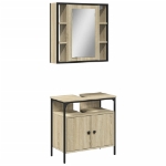 Set Mobili da Bagno 2 pz Rovere Sonoma in Legno Multistrato