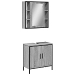 Set Mobili da Bagno 2 pz Grigio Sonoma in Legno Multistrato