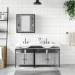 Set Mobili da Bagno 3 pz Grigio Sonoma in Legno Multistrato