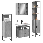 Set Mobili da Bagno 4 pz Grigio Sonoma in Legno Multistrato