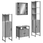 Set Mobili da Bagno 4 pz Grigio Sonoma in Legno Multistrato