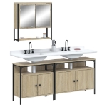 Set Mobili da Bagno 3 pz Rovere Sonoma in Legno Multistrato