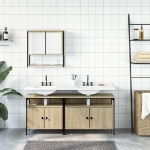 Set Mobili da Bagno 3 pz Rovere Sonoma in Legno Multistrato