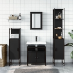 Set Mobili da Bagno 4 pz Nero in Legno Multistrato