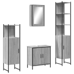 Set Mobili da Bagno 4 pz Grigio Sonoma in Legno Multistrato