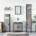 Set Mobili da Bagno 4 pz Grigio Sonoma in Legno Multistrato