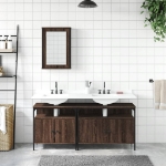 Set Mobili da Bagno 3 pz Rovere Marrone in Legno Multistrato