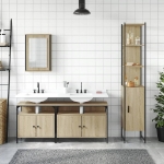 Set Mobili da Bagno 4 pz Rovere Sonoma in Legno Multistrato