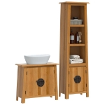 Set Mobili da Bagno 2 pz in Legno Massello di Pino