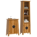 Set Mobili da Bagno 2 pz in Legno Massello di Pino