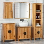 Set Mobili da Bagno 4 pz in Legno Massello di Pino