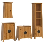 Set Mobili da Bagno 4 pz in Legno Massello di Pino