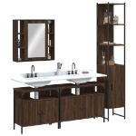 Set Mobili da Bagno 4 pz Rovere Marrone in Legno Multistrato