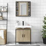 Set Mobili da Bagno 2 pz Rovere Sonoma in Legno Multistrato