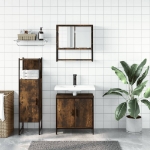 Set Mobili da Bagno 3 pz Rovere Fumo in Legno Multistrato