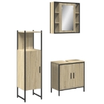 Set di Mobili da Bagno 3 pz Rovere Sonoma in Legno Multistrato