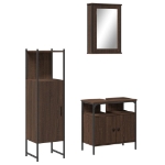 Set Mobili da Bagno 3 pz Rovere Marrone in Legno Multistrato