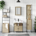 Set Mobili da Bagno 3 pz Rovere Sonoma in Legno Multistrato