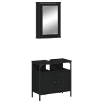 Set Mobili da Bagno 2 pz Nero in Legno Multistrato