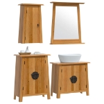 Set Mobili da Bagno 4 pz in Legno Massello di Pino