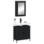 Set Mobili da Bagno 2 pz Nero in Legno Multistrato