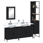 Set Mobili da Bagno 4 pz Nero in Legno Multistrato