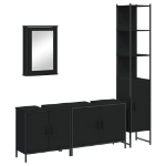 Set Mobili da Bagno 4 pz Nero in Legno Multistrato