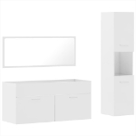 Set Mobili da Bagno 3 pz Bianco Lucido in Legno Multistrato