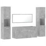 Set Mobili da Bagno 4 pz Grigio Cemento in Legno Multistrato