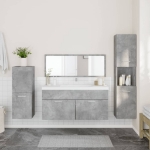 Set Mobili da Bagno 4 pz Grigio Cemento in Legno Multistrato