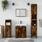 Set Mobili da Bagno 2 pz Rovere Fumo in Legno Multistrato