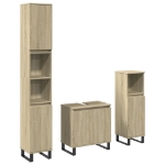 Set Mobili da Bagno 3 pz Rovere Sonoma in Legno Multistrato