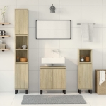 Set Mobili da Bagno 3 pz Rovere Sonoma in Legno Multistrato