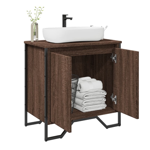 Mobile Lavabo Bagno Rovere Marrone 60x35x60cm in Truciolato