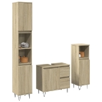 Set Mobili da Bagno 3 pz Rovere Sonoma in Legno Multistrato