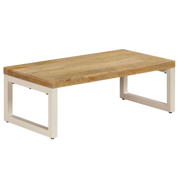 Tavolino da Salotto 100x50x35 cm Legno Massello Mango e Acciaio