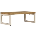 Tavolino da Salotto 100x50x35 cm Legno Massello Mango e Acciaio