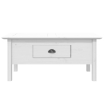 Tavolino da Salotto BODO 100x55x46cm Legno Massello Pino Bianco