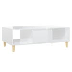 Tavolino Salotto Bianco Lucido 103,5x60x35 cm Legno Multistrato