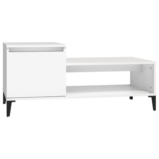 Tavolino da Salotto Bianco 100x50x45 cm in Legno Multistrato