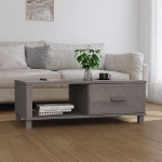 Tavolino HAMAR Grigio Chiaro 100x55x35cm Legno Massello di Pino