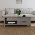 Tavolino HAMAR Grigio Chiaro 100x55x35cm Legno Massello di Pino