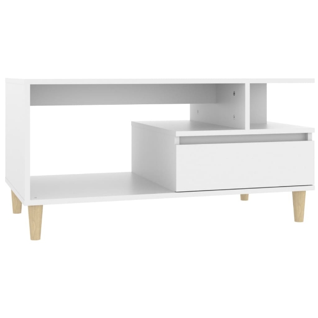 Tavolino da Salotto Bianco 90x49x45 cm in Legno Multistrato