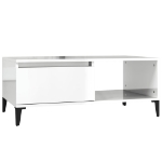 Tavolino Salotto Bianco Lucido 90x50x36,5 cm Legno Multistrato