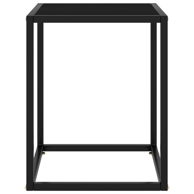 Tavolino da Salotto Nero con Vetro Nero 40x40x50 cm